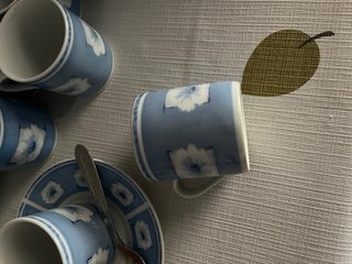 Juego de té/café azul y blanco