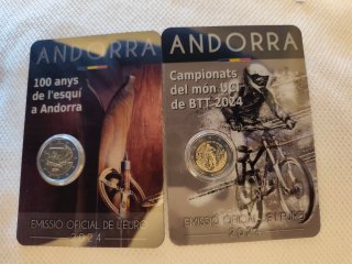 Andorra 2024 2x 2€ Coincard Esqui e BTT UCI