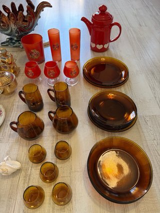 Lote de vajilla y decoración vintage