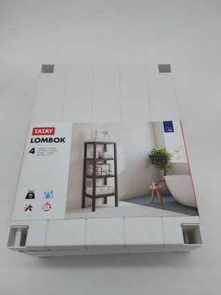 Tatay Estantería Lombok Rectangular, 4 alturas, de Polipropileno, Libre de BPA, Acabado Efecto Mader