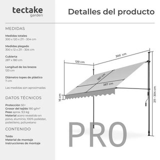 Toldo plegable para balcón