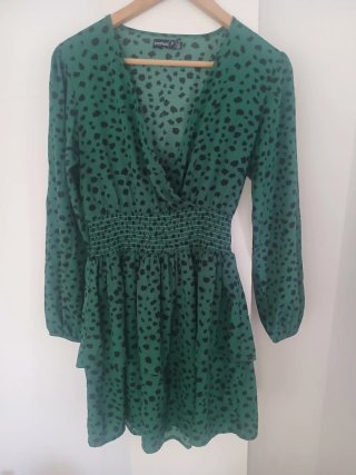 Vestido Corto Boohoo Verde Estampado Talla m