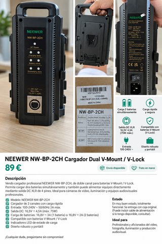 Cargador Dual Neewer NW-BP-2CH V-Mount