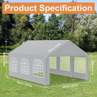 Carpa para fiestas 4x6m gris resistente