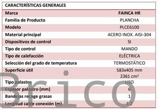 Plancha Eléctrica Acero Laminado Serie 100 - PLCE6100
