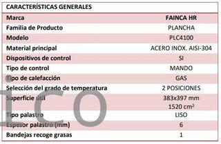 Plancha Gas Acero Laminado Serie 100 - PLC4100