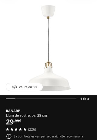 Lámpara de techo RANARP IKEA 38 cm