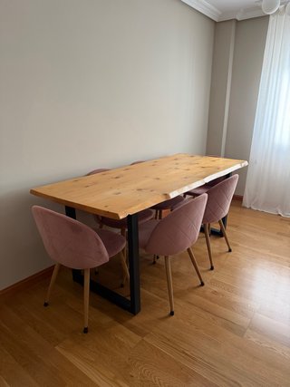 Mesa comedor madera natural + 6 sillas