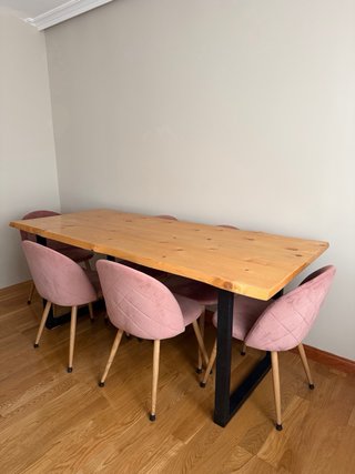 Mesa comedor madera natural + 6 sillas