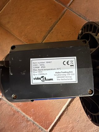 Bomba de agua 1200W Hmax 16m Qmax 23000L/h