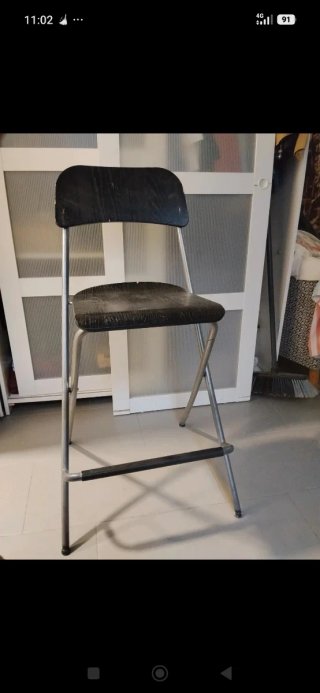 2 Taburetes Plegables de Madera y Metal