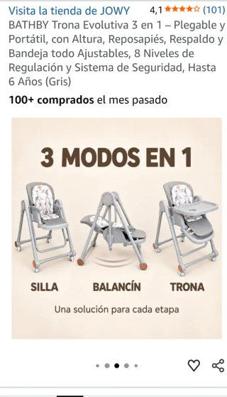 Trona Evolutiva 3 en 1 JOWY - Gris