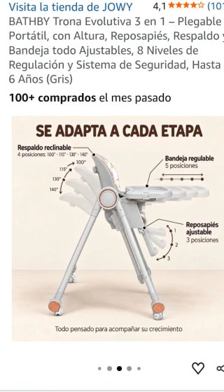 Trona Evolutiva 3 en 1 JOWY - Gris