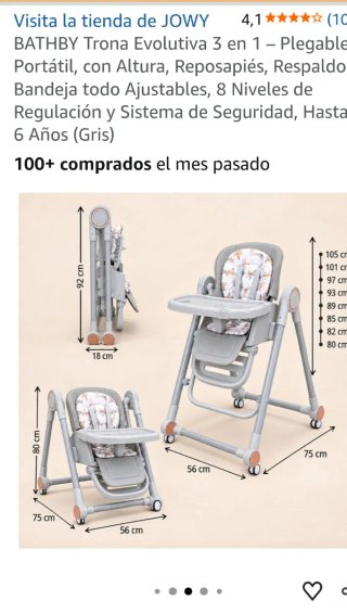 Trona Evolutiva 3 en 1 JOWY - Gris