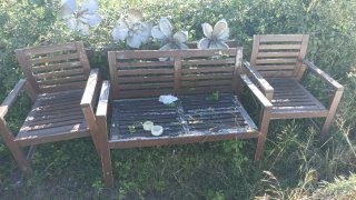 Conjunto Muebles Jardín Teca: Banco + 2 Sillones