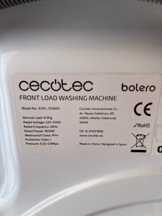 Lavadora Cecotec 8kg