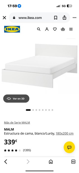 Cama IKEA Luroy Blanca 180x200 cm