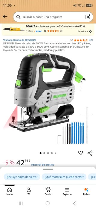Sierra Desoon Jig Saw 800W