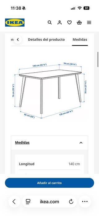 Mesa de salón con 4 sillas de madera
