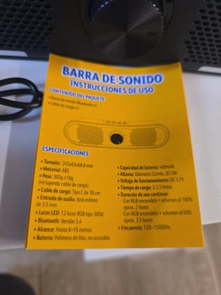 Altavoz Bluetooth Barra Sonido RGB
