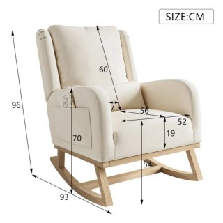 Silla Mecedora Lactancia Beige Tela y Madera