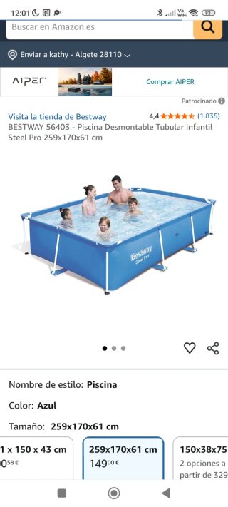 Piscina Desmontable Bestway 259x170x61 cm