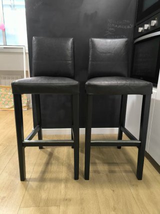 Taburete alto piel negro (conjunto de 2).