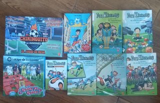 Lote de libros y juegos de fútbol