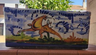 Maceta Rectangular de Cerámica Pintada