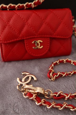 Bolso Mini Chanel Rojo y Dorado