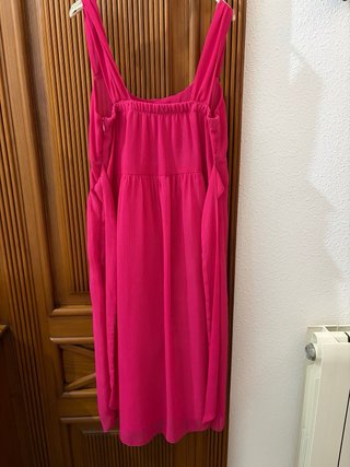 Vestido fiesta rosa fucsia lazo