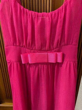 Vestido fiesta rosa fucsia lazo