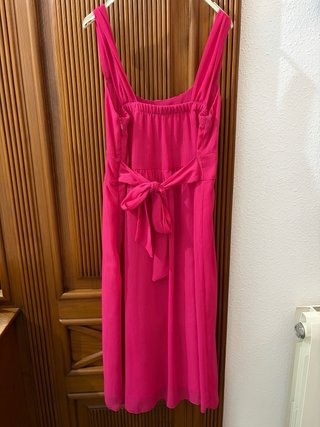 Vestido fiesta rosa fucsia lazo