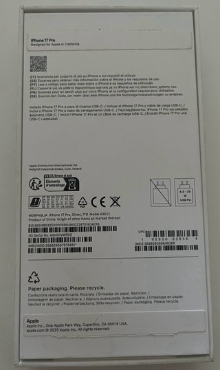 iPhone 17 Pro 1TB Plata