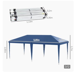 Gazebo Plegable 6x3m Azul