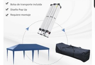 Gazebo Plegable 6x3m Azul