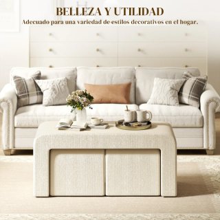 Juego 3 Bancos Zapateros Beige