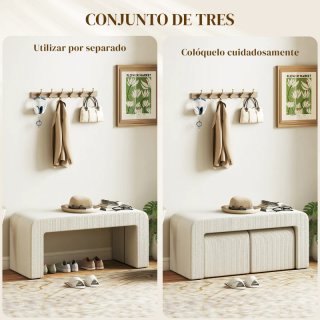 Juego 3 Bancos Zapateros Beige