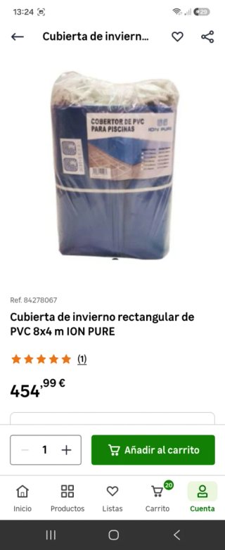Cubierta invierno rectangular PVC 8x4m