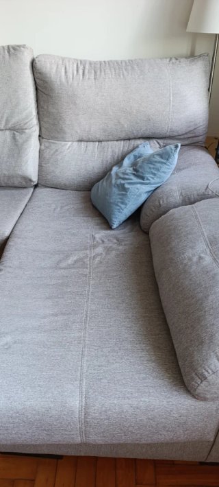 Sofá modular beige/marron tela con chaise longue