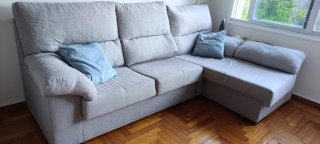 Sofá modular beige/marron tela con chaise longue