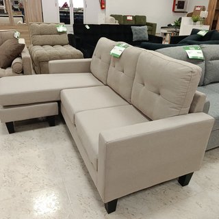Sofá Cama Chaise Longue Beige 184cm