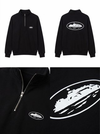 Sudadera Corteiz Negra con Cremallera