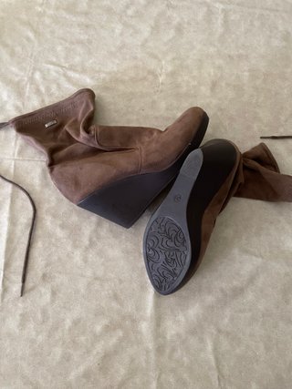 Botas de cuña marrones plataforma Mujer 38
