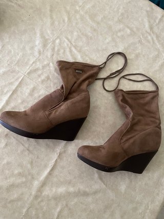 Botas de cuña marrones plataforma Mujer 38