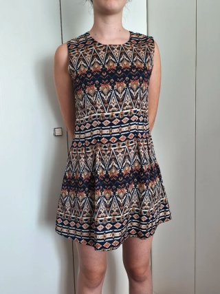 Vestido Estampado Geométrico Sin Mangas