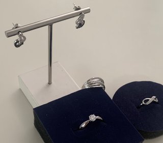 Lote 4 joyas plata ley y circonitas