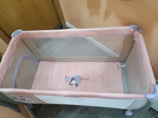 Cuna de viaje OLMITOS rosa y lila