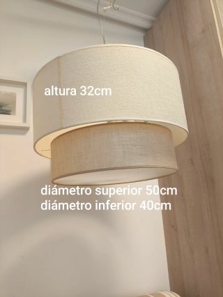 Lámpara de techo Marinisa tela beige y blanca