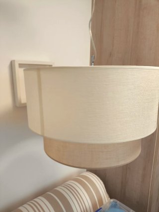 Lámpara de techo Marinisa tela beige y blanca